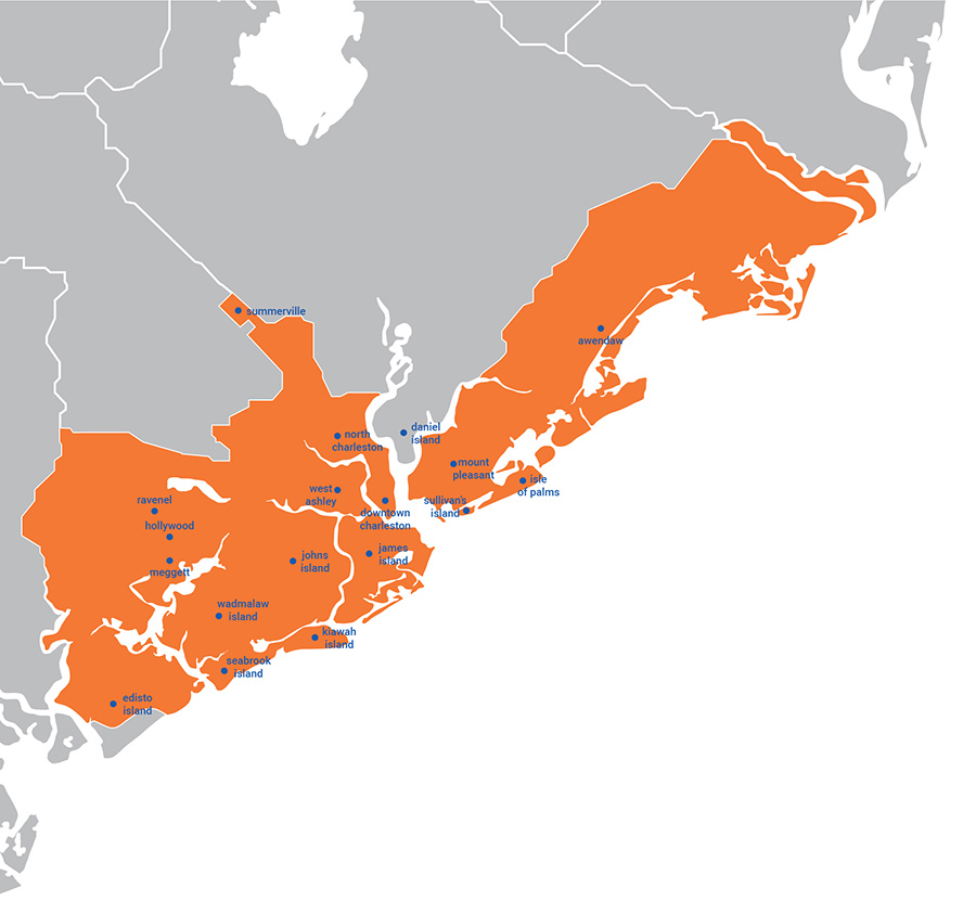 South Carolina Service Area Map of M and M Oil and Propane